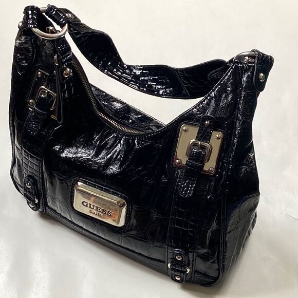 Vintage Guess Est 1981 Black Shoulder Women Bag - Picture 3 of 16
